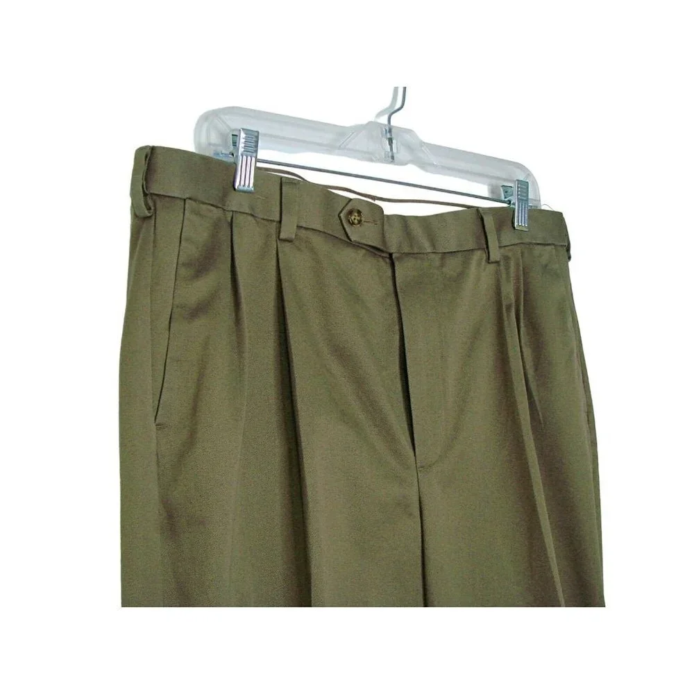 Round Tree & Yorke Mens Brown Classic Fit Comfort Expander Waist Pants Sz 36x30